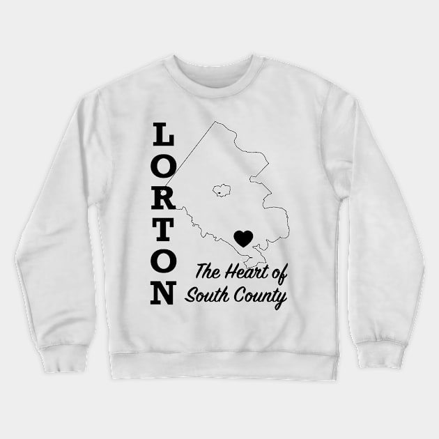 Lorton, Heart on the Map - Black Crewneck Sweatshirt by Swift Art